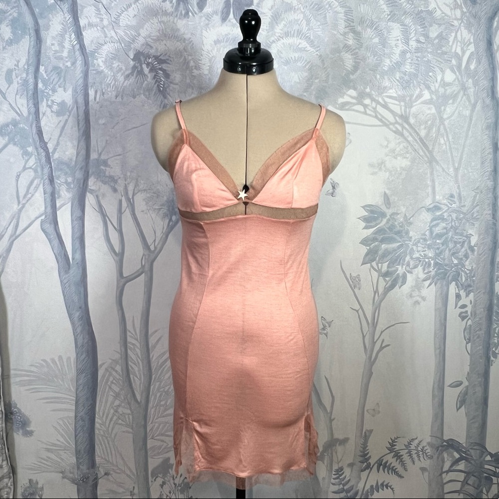 Elise Aucouturier French Rose Dusty Pink Lace Trim Nightie Sleep Gown Slip S M
